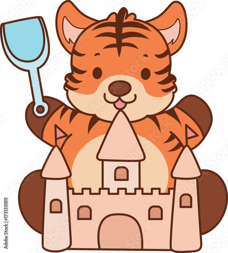 Illustrations of cute tiger character vector clip art for kids.