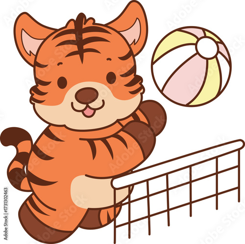 Illustrations of cute tiger character vector clip art for kids.