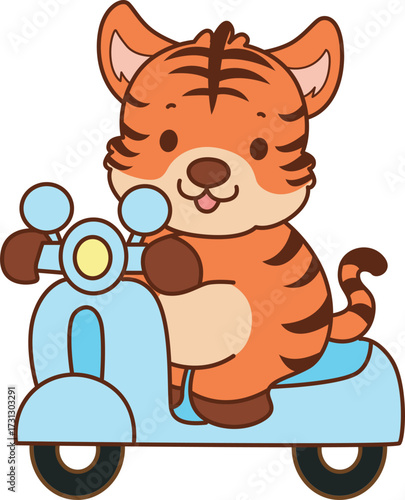 Illustrations of cute tiger character vector clip art for kids.