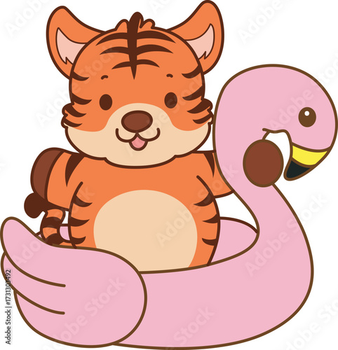 Illustrations of cute tiger character vector clip art for kids.