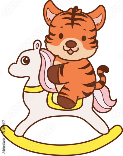 Illustrations of cute tiger character vector clip art for kids.