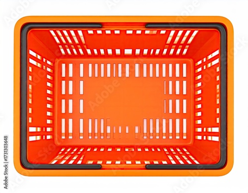 Orange Shopping Basket - A Top-Down View of Retail.