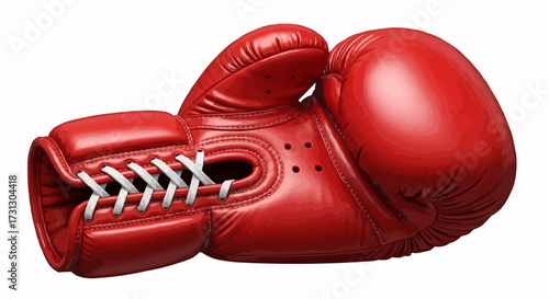 A Vivid Realistic Illustration of a Traditional Red Boxing Glove Showing Detailed Stitching and Lacing Highlighting the Sport of Combat and Athletic Prowess