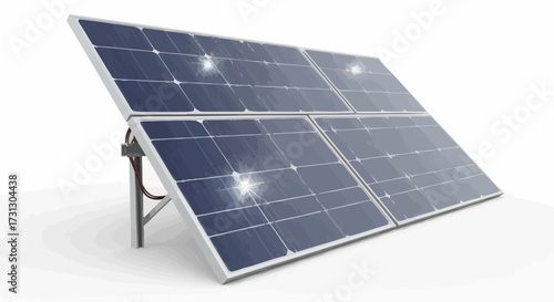 Modern Solar Panel Array with Reflective Surfaces Mounted on a Sturdy Support Structure for Efficient Renewable Energy Generation