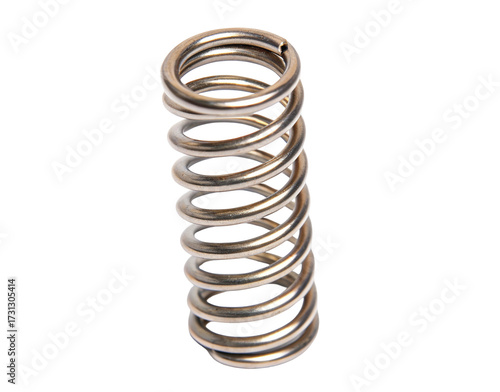 Metal coil spring isolated on a white background perfect industrial tool for mechanical projects