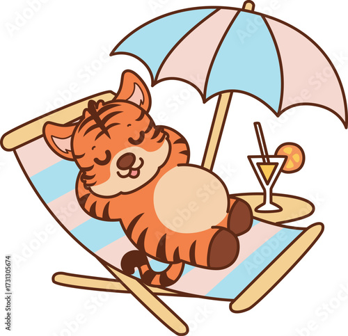 Illustrations of cute tiger character vector clip art for kids.