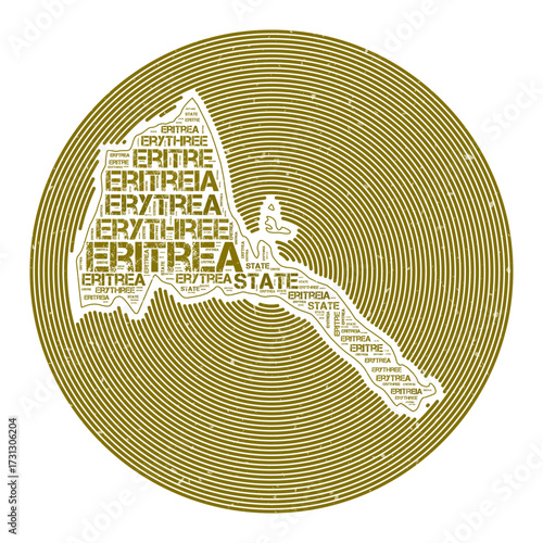 Eritrea Vector Image. Country round logo design. Eritrea poster in circular arcs and wordcloud style. Cool vector illustration.