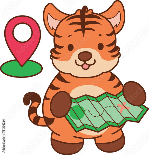Illustrations of cute tiger character vector clip art for kids.