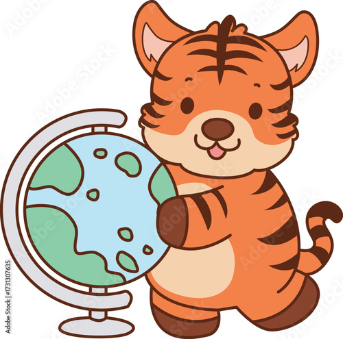 Illustrations of cute tiger character vector clip art for kids.