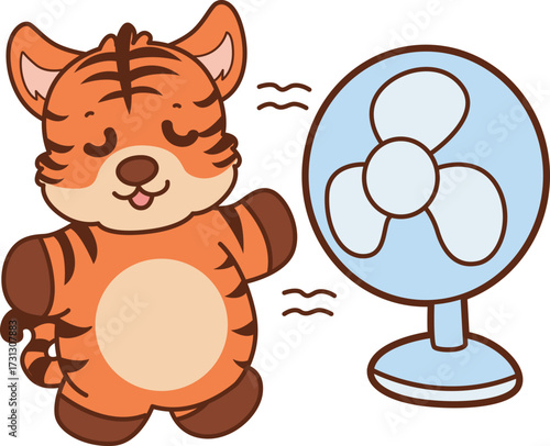 Illustrations of cute tiger character vector clip art for kids.