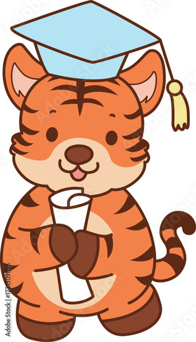 Illustrations of cute tiger character vector clip art for kids.