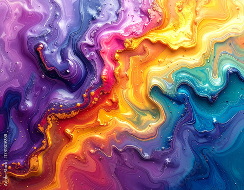 Abstract rainbow oil slick texture, iridescent liquid surface effect, high resolution photography style
