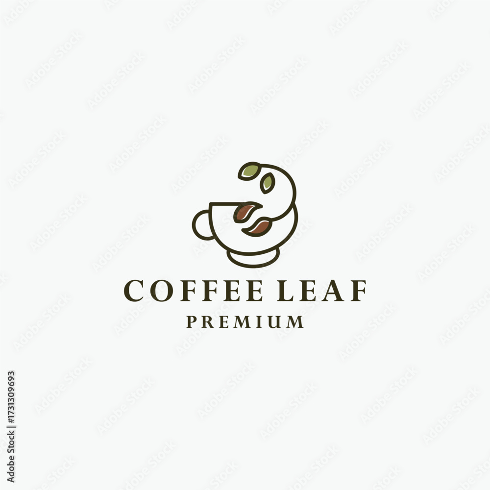 Obraz premium Coffee leaf logo template vector illustration design