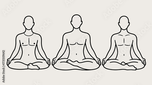 Yoga and Meditation Vector Illustration – Silhouette of a Person in Lotus Pose Promoting Health, Fitness, and Mindful Relaxation