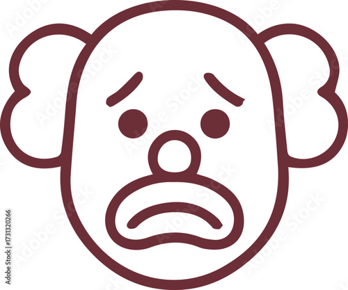 A Melancholy Clown Face Minimalist Line Art Illustration Icon Design