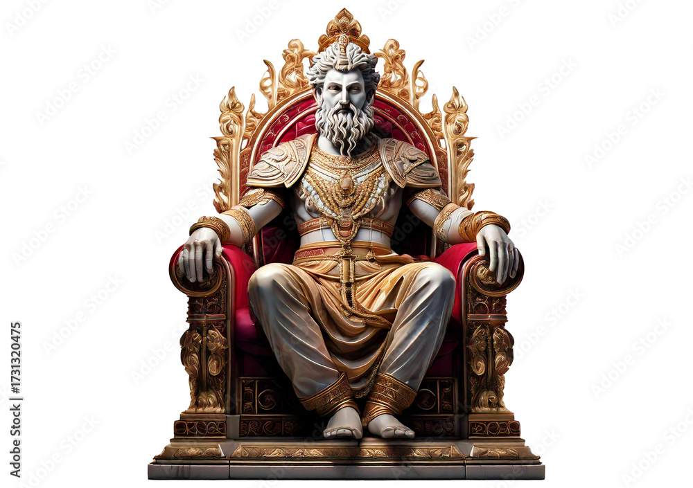 Fototapeta premium Statue of a person sitting on a throne, isolated on a transparent or white background.