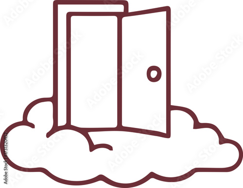 An open doorway to dreams resting on a soft cloud inviting new possibilities and heavenly journeys