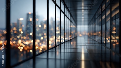 Cityscape office hallway