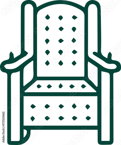 Elegant tufted armchair icon symbolizing comfort and classic furniture design