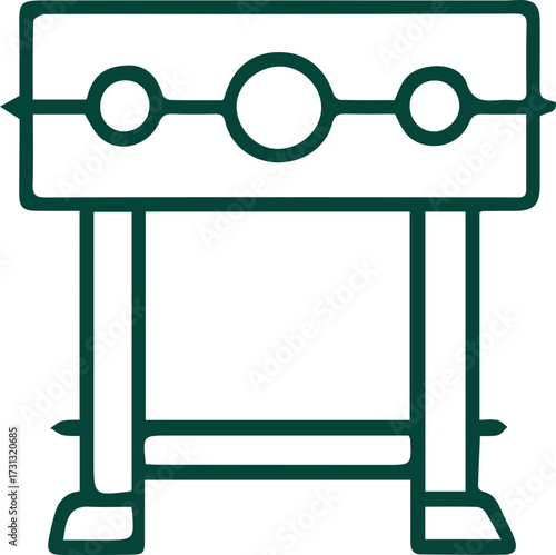 Historical Public Punishment Device Stocks Icon Minimalist Green Outline Design