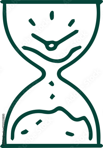 Abstract Timepiece Icon Fusing Sand Timer and Clock Face Design