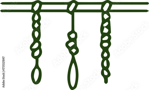 Stylized Green Ropes Hanging Down From a Simple Parallel Line Structure