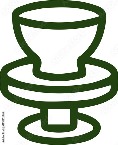 Elegant Green Goblet Outline Icon Minimalist Design on a Pedestal