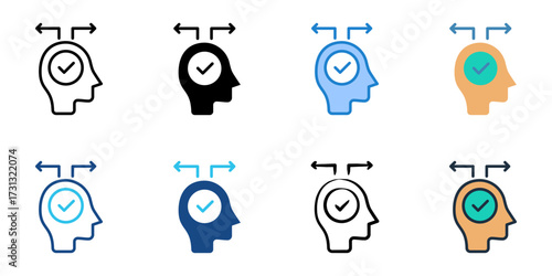 Rational choice icon set multiple style collection 
