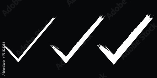 Brush-style check mark icon representing approval, confirmation, success, or completion in bold hand-drawn stroke design. checkmark marker icon vector flat illustration design. eps 10