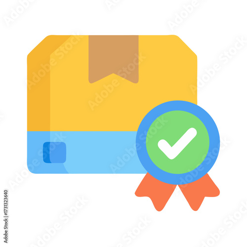 Approved package delivery with guarantee and satisfaction badge icon
