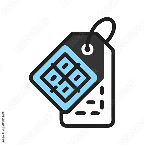 Dual price tags with square pattern isolated on black