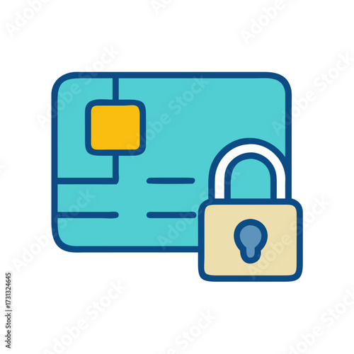 Secured credit card flat vector illustration for financial safety