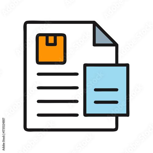 Delivery document icon featuring package and additional information field