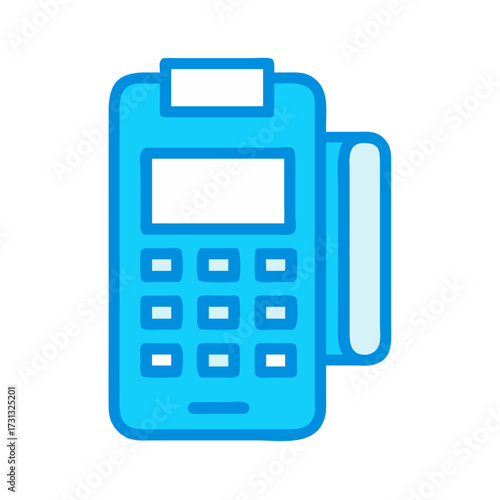Stylized blue point of sale machine icon isolated