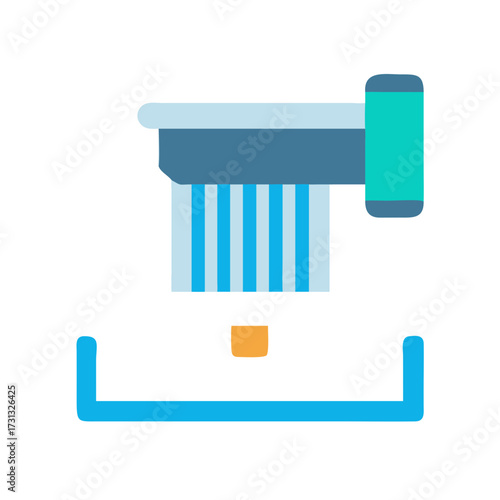 Flat icon document shredder processing machine with bin vector