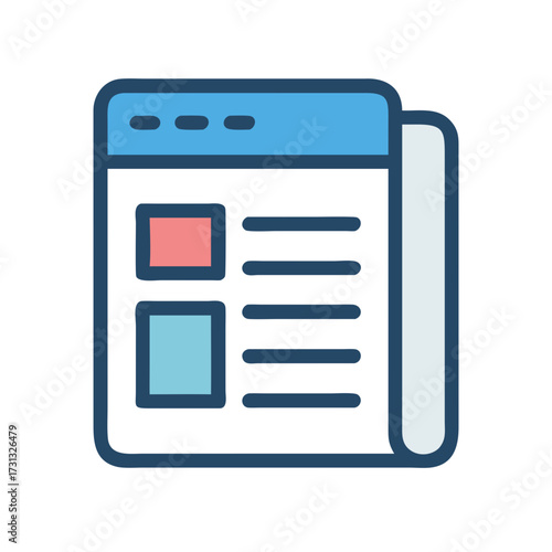 Blue Webpage Icon with Pink and Aqua Elements