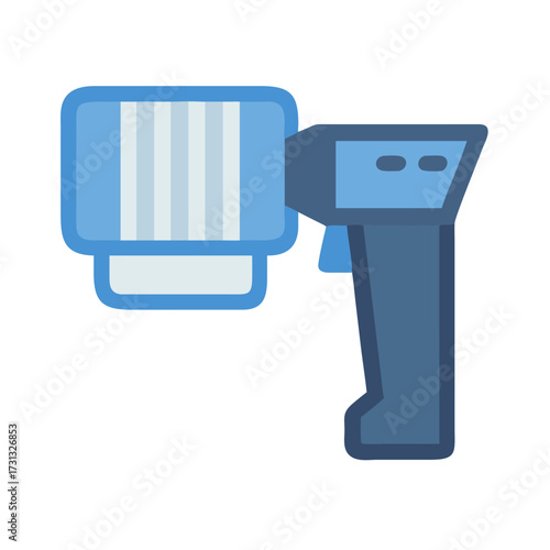 Stylized blue infrared thermometer icon over black background illustration