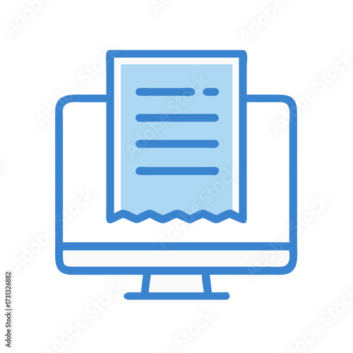 Digital receipt icon on monitor over black background