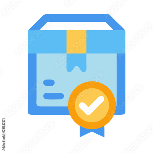 Complete delivery box with checkmark approval on a black background