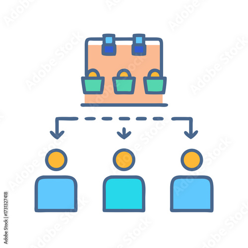 Simplified visual representation of task distribution and delegation