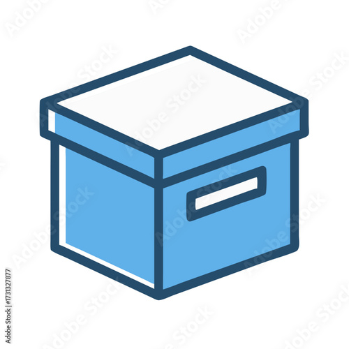 Illustration of a blue storage box on black background