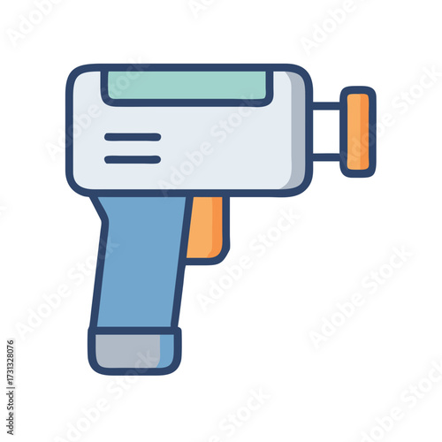 Digital flat design infrared thermometer gun on black background