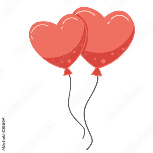 Two red heart balloons tied together, expressing love and romance, perfect for Valentine’s, wedding, or anniversary designs.
