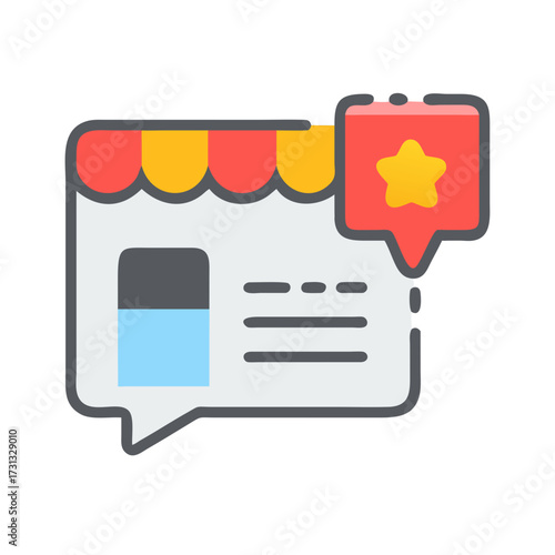Online store rating notification with star in speech bubble
