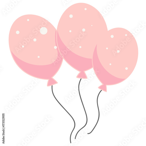 Three pink polka dot balloons tied together, adding playful charm to birthday, wedding, or romantic celebration designs.
