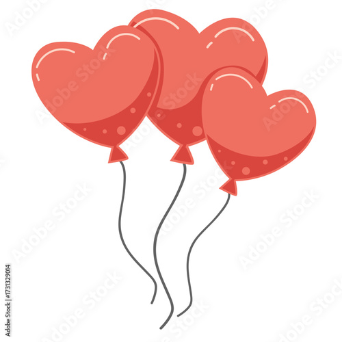 Cluster of red heart balloons tied together, radiating love and joy, perfect for Valentine’s, wedding, or romantic event designs.
