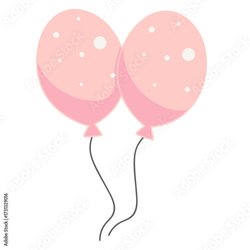 Two pink polka dot balloons with strings, expressing soft joy, perfect for Valentine’s, anniversary, or gentle celebration themes.
