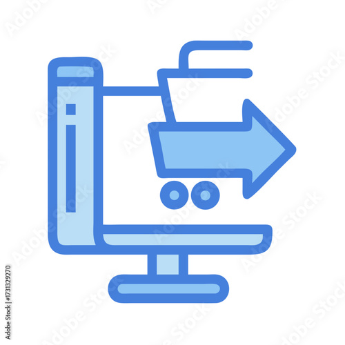 Online order fulfillment and shipping logistics vector illustration icon