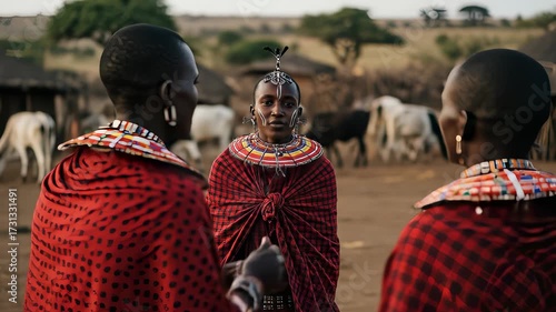 Maasai Tribe Members in Traditional Attire, Kenya Cultural Immersion