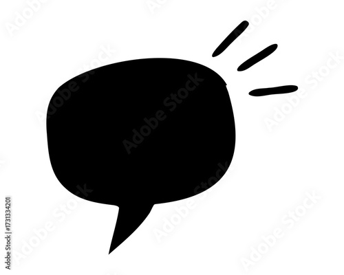 Conceptual hand drawn speech bubble bursting with insight and ideas, black ink